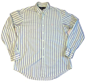 Ralph Lauren Shirt Mens Green Purple Pink Striped Custom Fit Button Down Size L - Picture 1 of 8