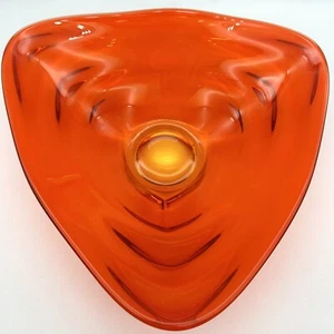 Mid Century Viking Glass Tundra Triangle Dish Fire Orange MCM Centerpiece 9-1/2" - Picture 1 of 7