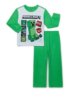 NEW MINECRAFT BOYS SIZE 10/12 OR 14/16 FLANNEL PAJAMAS 2-PIECE SET TNT NWT - Picture 1 of 2