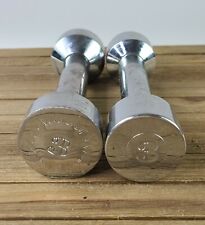 Vintage Joe Weider Chrome Dumbbell Hand Weights 3lbs Pair FAST SHIPPING 💨