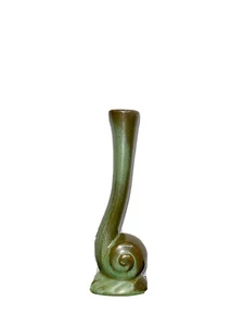 FRANKOMA Signed Pottery #31 Snail Swirl Bud Vase Prairie Green 6"  Tall - Picture 1 of 7
