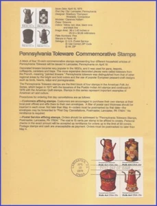 USA8 #1775-78 U/A SOUVENIR PAGE FDC BL4 Pennsylvania Towlevare - Imagen 1 de 1