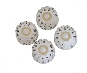 *NEW 4 CONTROL KNOBS for Gibson Les Paul 6mm Shaft Push On Speed White Knurled - Picture 1 of 1