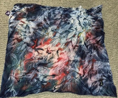 Bufanda vintage IDEA en tela Alemania 100 % seda pura acuarela tie dye arruga Foto 1 de 4