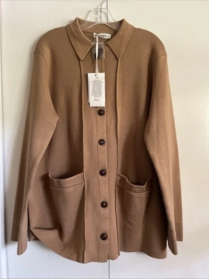 Grace Karin Camel Tank Knit Cardigan Swtr Jacket Lg Sleve Pockets NWT Plus 2XL - Image 1 of 4