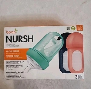 Boon Nursh Silikonbeutel Babyflaschen Medium Flow Mint 3-6m 8oz 3er Pack - Bild 1 von 2