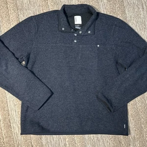 Vuori Venice Sweater Mens XL Blue Wool Blend Fleece Pullover 1/4 Snap Closure - Picture 1 of 11