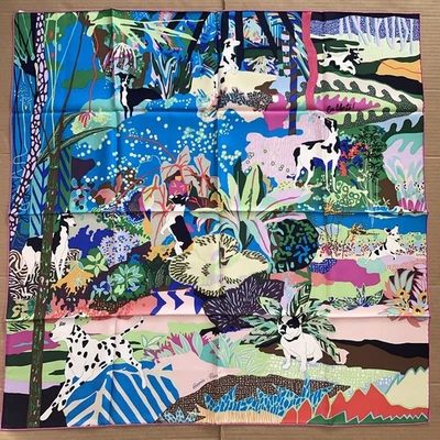 Nuevo Hermes Bufanda Seda Carre 90cm 35"x35" En Liberte! Verde Azul Foto 1 de 4