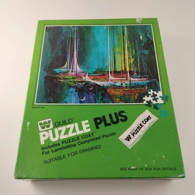 Vintage 1970's Whitman Guild Jigsaw Puzzle 600 pc Sailboats Boats Ocean Seagulls - Image 1 of 4