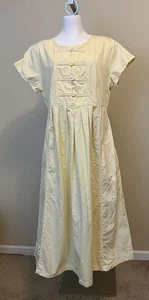 Vestido Cottagecore Vintage FADS Amarillo Algodón Manga Corta Talla 16 - Imagen 1 de 5