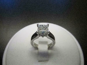 3Ct Princess Cut Simulated Diamond Engagement Wedding Ring 14K White Gold Plated - Picture 1 of 7