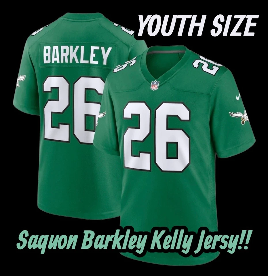 Youth MEDIUM Saquon Barkley Philadelphia Eagles Kelly Green Guareente Christmas