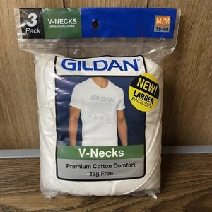 Gildan V-Neck Shirt Herren Medium weiß 3er Pack Premium Baumwolle ohne Etikett weiche T-Shirts - Bild 1 von 6