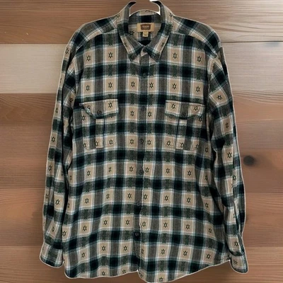 Foundry Flannel Men's XLT Cotton Pocket Outdoors Green Western - Image 1 of 4