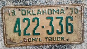 Oklahoma is OK License Plate - Expired 1970 -  422-336 - Picture 1 of 1