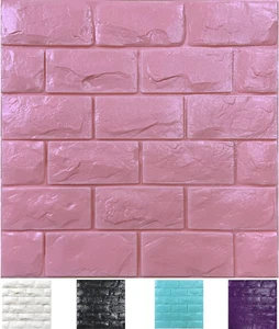 30PCS 3D Wall Panels Peel and Stick Faux Brick Wallpaper Pink Self Adhesive Foam - Picture 1 of 7