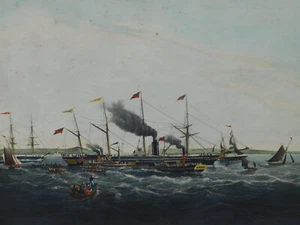 1840 Magnífico barco de vapor The Great Western James Hosken grabado aguatinta - Imagen 1 de 11