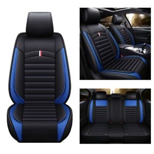 Car Seat Covers 5-Seats Set for Buick Leather Cushion Protection MH84 Black Blue