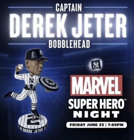 2023 Derek Jeter Yankees Marvel Captain America Bobblehead SGA 6/23 Cover