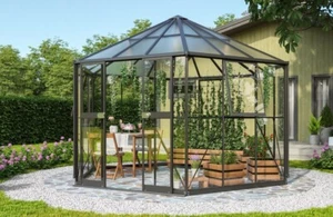 Vitavia Pavillon, Gewächshaus, PI 9000, schwarz, Glas/HKP inkl. Fundament - Bild 1 von 5