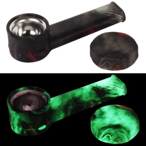 Silicone Tobacco Pipe Metal Bowl Cap Glow-n-dark red black - Picture 1 of 1
