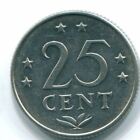25 Cents 1975 Netherlands Antilles Nickel Colonial Coin #S11604u