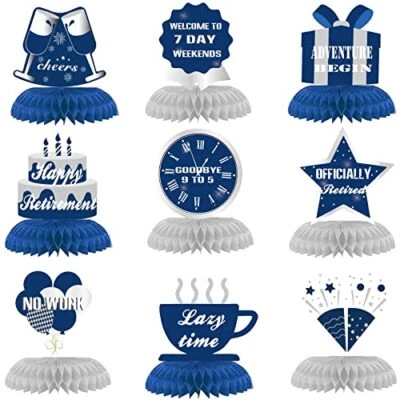 9Pcs Happy Retirement Decorations Table Honeycomb Centerpieces Party Supplies... - Image 1 of 4