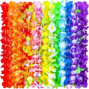 24 Pieces Hawaiian Leis Tropical Flower Necklace Hawaiian Colorful Garland Party - Picture 1 of 7