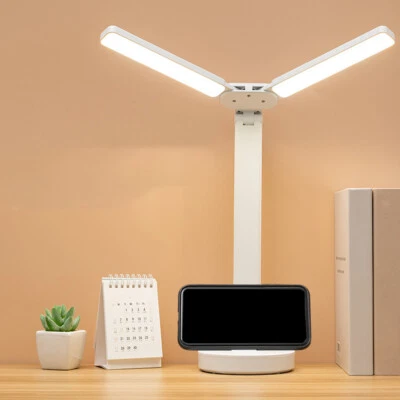 LED Desk Lamp Modern Double Head Touch 3600 mah for Workbench Dorm Children - Image 1 of 4
