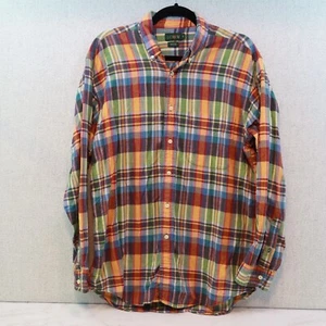 J.CREW Casual Button Down Orange Green Multicolor Plaid Shirt, Mens Sz M - Picture 1 of 6