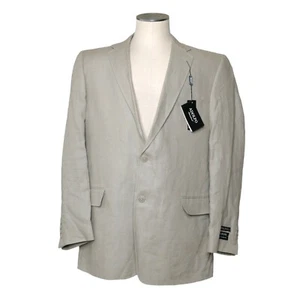 NWT Adolfo 100% Linen Lined Blazer 46L Flax Color Beige Lightweight 2 Button  - Picture 1 of 11