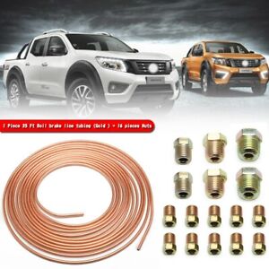 Copper Nickel Car Brake Line Tubing Kit 3/16" OD 25 Ft Coil Rolls With Fittings