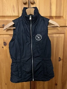 Abercrombie A&F Girls Navy Blue Puffer Vest Size XL EUC Hot Pink Interior Lining - Picture 1 of 6