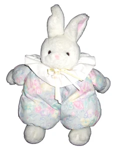 11" VTG Russ Hoppity Bunny Rabbit Plush Floral Flowers Stuffed Animal - Picture 1 of 2