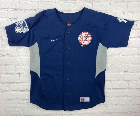 Vintage Nike New York Yankees Jason Giambi Jersey MLB Navy Blue Sz Youth Medium Cover