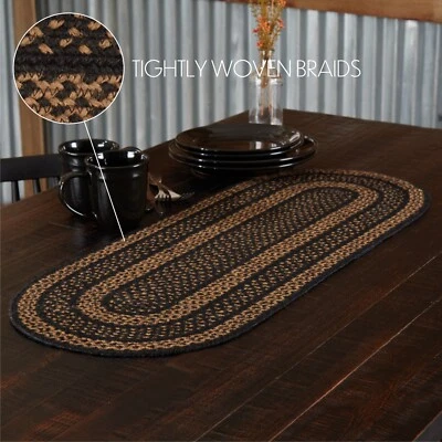 JUTE RUNNER 13X36 Country Rústico Negro y Caqui Trenzado Foto 1 de 4