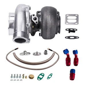 T70 Turbo Turbocharger T3 Flange .82 .70 A/R & Oil Drain Return Feed Line Kit - Picture 1 of 11