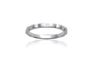 Bague en Argent 925/000 Rhodié - Alliance Aspect Bombé Relief - Picture 1 of 4