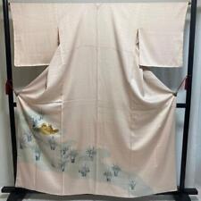 9077# Japanese kimono Vintage Pure Silk Robe Traditional Embroidery Pink