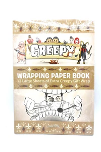 Halloween Creepy Wrapping Paper Book Worms Meat Clowns Flies Roaches Gross Fun - Foto 1 di 4