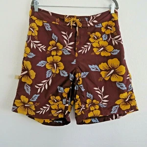 Patagonia Maroon Yellow Blue Floral Surf Shorts Swim Trunks - Men's Size 34 - Picture 1 of 7