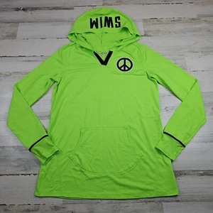 Justice Swim Hoodie Shirt Girls 18 Green Hooded Stretch Pullover Thumb Hole - Picture 1 of 11
