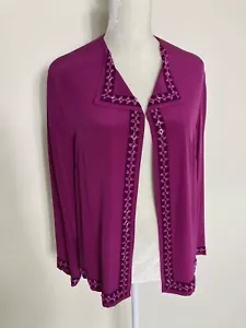 Diane von Furstenberg vintage seta DVF perline cardigan giacca blusa rosa fucsia M - Foto 1 di 8