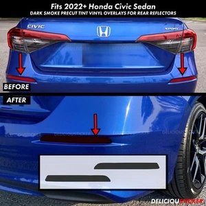 For 2022-2025 Civic Sedan SMOKE Rear REFLECTORS Marker Overlay PreCut Tint Vinyl - Picture 1 of 5