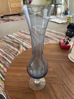 Vintage Blue Bud Vase 20cm High  6 Cm Opening Circa 1970 - image 1 of 4