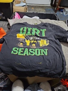 John Deere Dirt Season Black Gray Long Sleeve Shirt Boys Size 7 - Picture 1 of 4