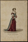 1826 - Portrait de la duchesse de Fontanges - Gravure ancienne - Costumes