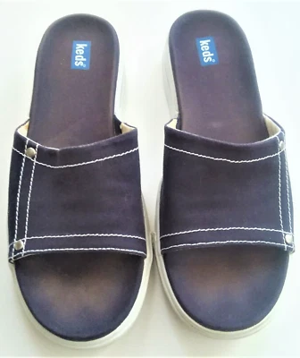 Keds Women's Sandal Blue Canvas Slide Open Toe Casual Sz 10 Trendy Summer Travel - Image 1 of 4