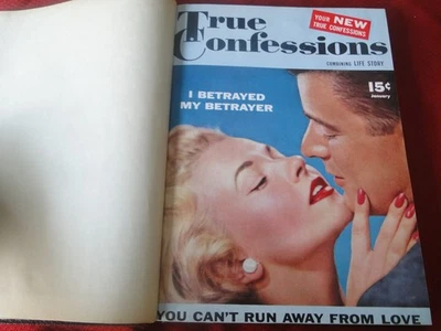 Vintage Leather Bound Editions of Crime Magazine True Confessions Jan-June 1955 - Image 1 of 4