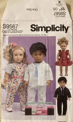 Simplicity Pattern S9567 DOLL CLOTHES FOR 18" DOLLS 6 OUTFITS BOY/GIRL UNCUT - Image 1 of 4